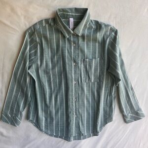 Auden Sage Green Striped Button-Down Shirt
